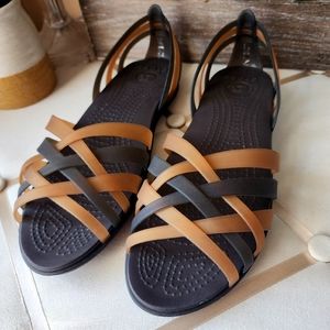 Women's Crocs Huarache Flat Open Toe Sandal Shoes